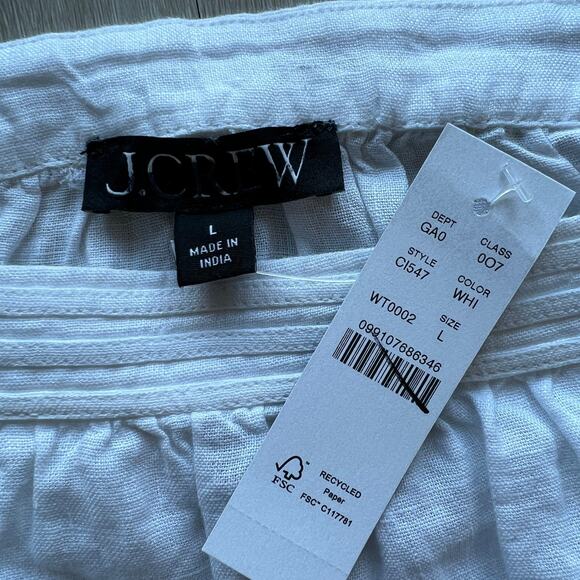 J Crew Sailor Squareneck Top In Linen Womens Large White - Picture 2 of 9